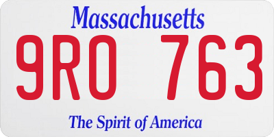 MA license plate 9RO763