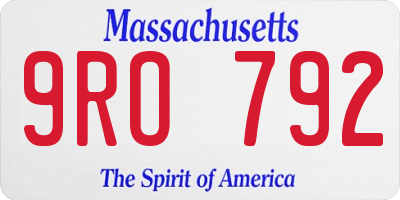 MA license plate 9RO792
