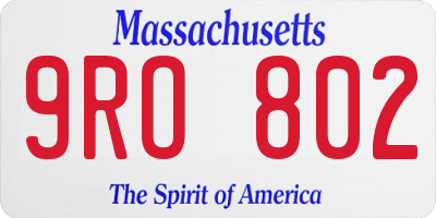 MA license plate 9RO802