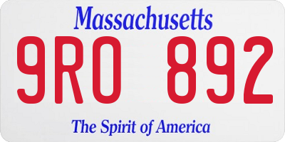 MA license plate 9RO892