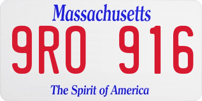 MA license plate 9RO916