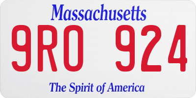 MA license plate 9RO924