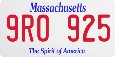 MA license plate 9RO925
