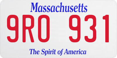 MA license plate 9RO931