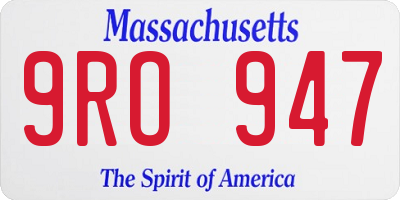 MA license plate 9RO947