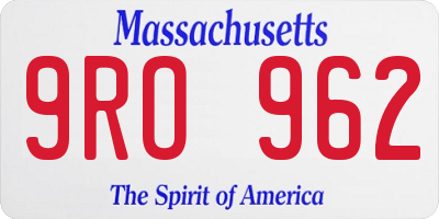MA license plate 9RO962
