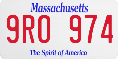 MA license plate 9RO974