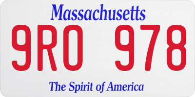 MA license plate 9RO978