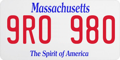 MA license plate 9RO980