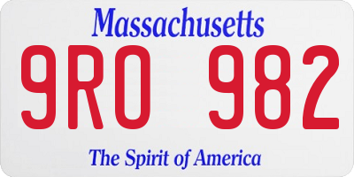 MA license plate 9RO982