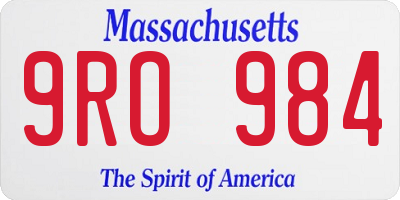 MA license plate 9RO984