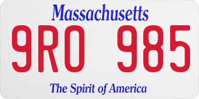 MA license plate 9RO985