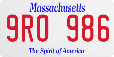 MA license plate 9RO986