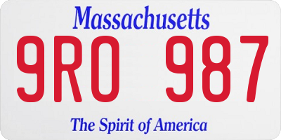 MA license plate 9RO987