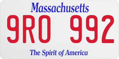 MA license plate 9RO992