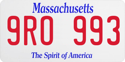 MA license plate 9RO993