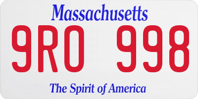 MA license plate 9RO998