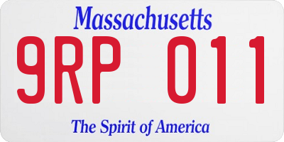 MA license plate 9RP011