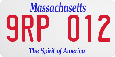 MA license plate 9RP012