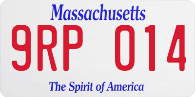 MA license plate 9RP014