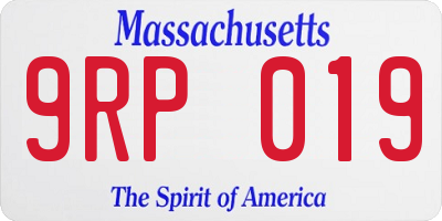 MA license plate 9RP019