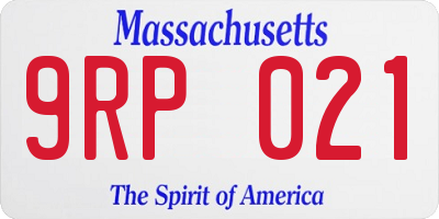 MA license plate 9RP021