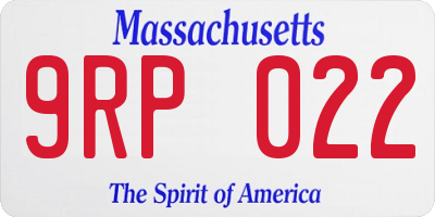 MA license plate 9RP022