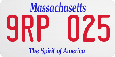 MA license plate 9RP025