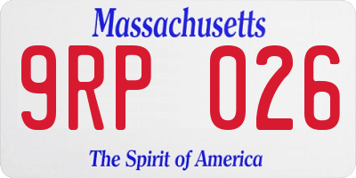 MA license plate 9RP026