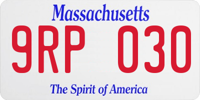 MA license plate 9RP030