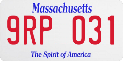 MA license plate 9RP031