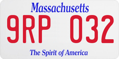 MA license plate 9RP032