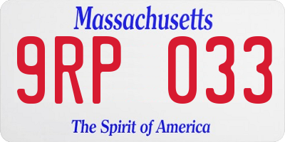 MA license plate 9RP033