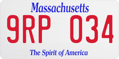 MA license plate 9RP034
