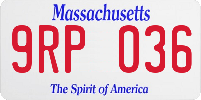 MA license plate 9RP036