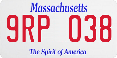 MA license plate 9RP038