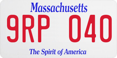 MA license plate 9RP040