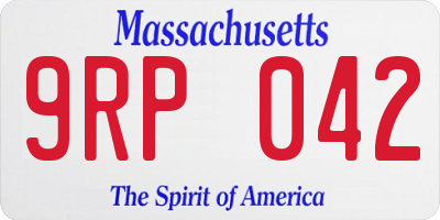 MA license plate 9RP042