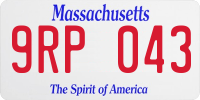 MA license plate 9RP043