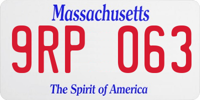 MA license plate 9RP063