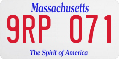 MA license plate 9RP071