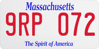MA license plate 9RP072