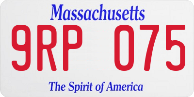 MA license plate 9RP075
