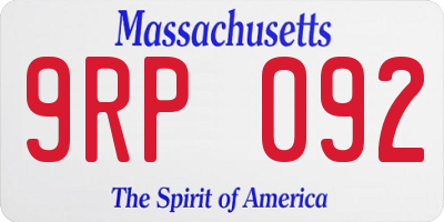 MA license plate 9RP092