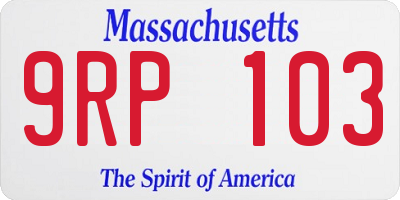 MA license plate 9RP103