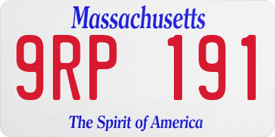 MA license plate 9RP191