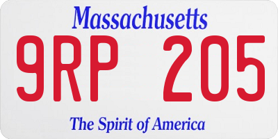 MA license plate 9RP205