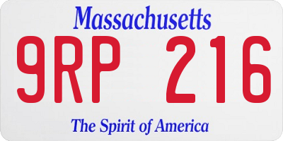 MA license plate 9RP216