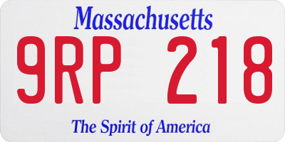 MA license plate 9RP218