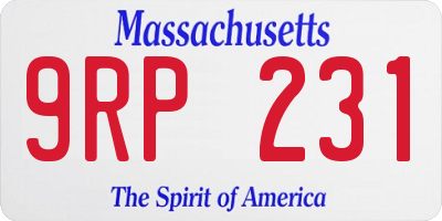 MA license plate 9RP231